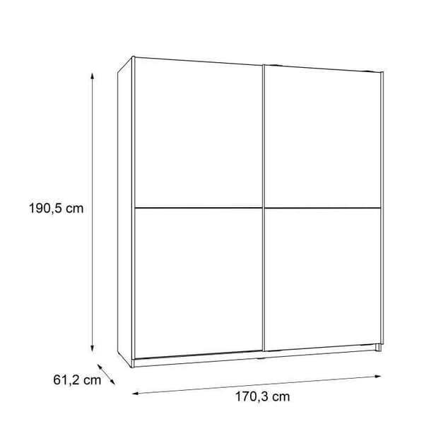 Garderob med 2 skjutdörrar - Spånskiva - Ek och vit dekor - L 170,3 x D 61,2 x H 190,5 cm - ULOS