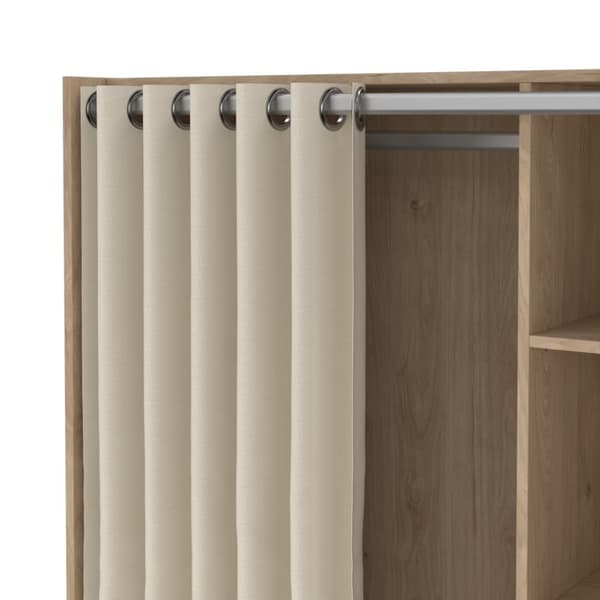 Kit garderobeskap med gardin valnøtt dekor beige.