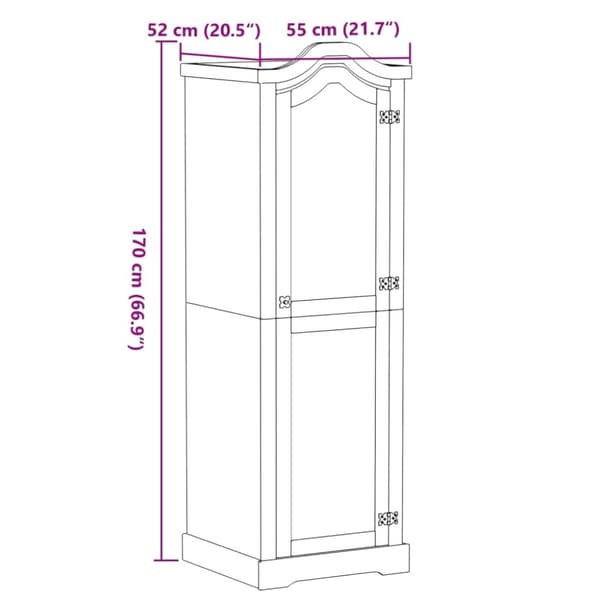 vidaXL klædeskab Corona 55x52x170 cm massivt fyrretræ