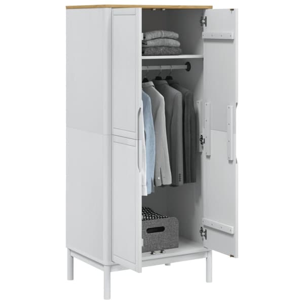 vidaXL klædeskab FLORO 77x53x171 cm massivt fyrretræ hvid