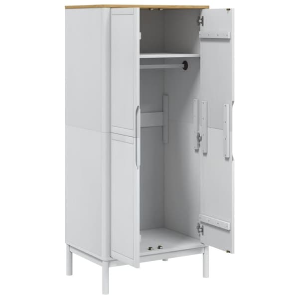 vidaXL klædeskab FLORO 77x53x171 cm massivt fyrretræ hvid