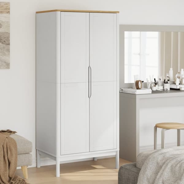 vidaXL klædeskab FLORO 77x53x171 cm massivt fyrretræ hvid