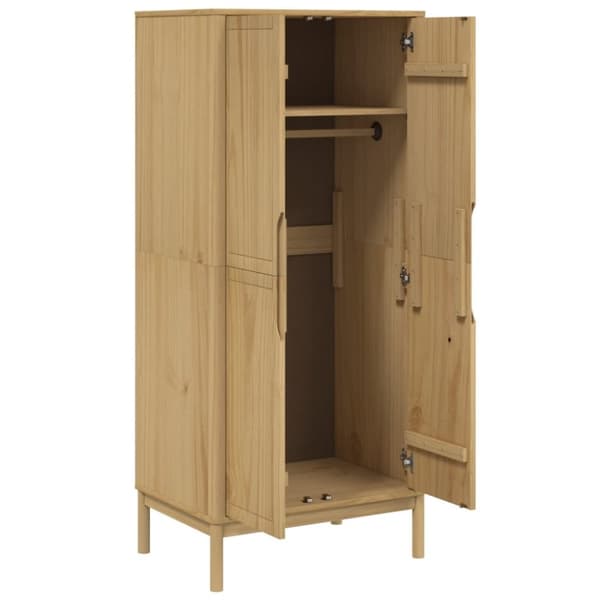 vidaXL klædeskab FLORO 77x53x171 cm massivt fyrretræ gyldenbrun