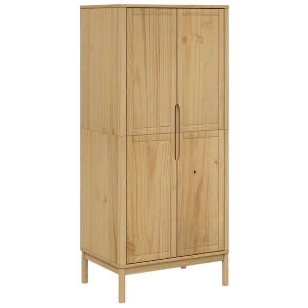 vidaXL klædeskab FLORO 77x53x171 cm massivt fyrretræ gyldenbrun