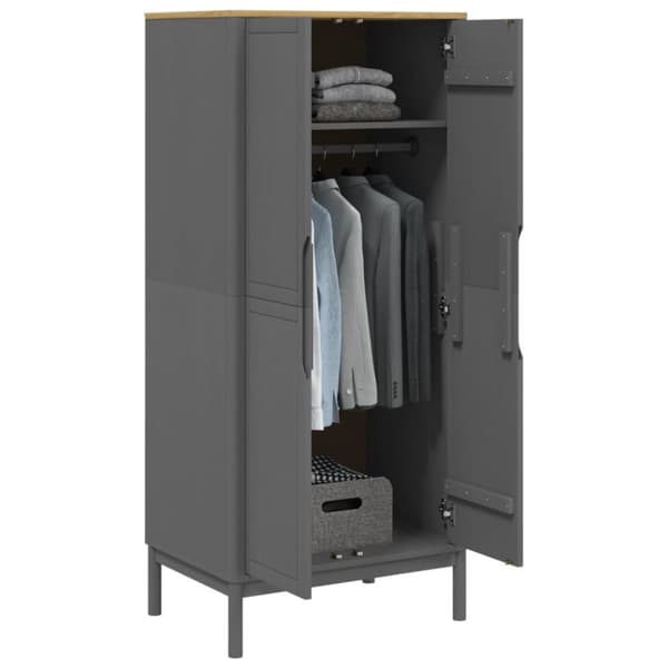vidaXL Garderobe FLORO grå 77x53x171 cm heltre furu