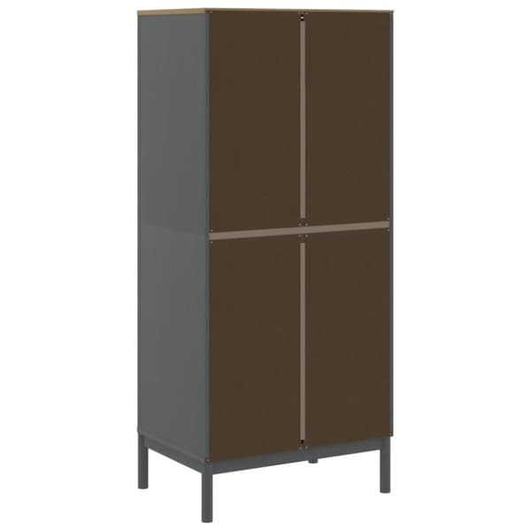 vidaXL Garderobe FLORO grå 77x53x171 cm heltre furu