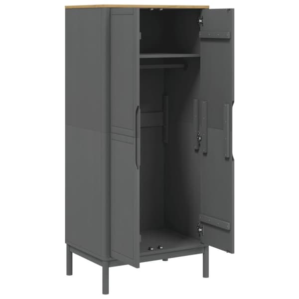 vidaXL Garderobe FLORO grå 77x53x171 cm heltre furu