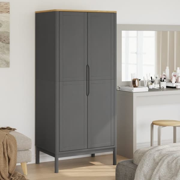 vidaXL Garderobe FLORO grå 77x53x171 cm heltre furu