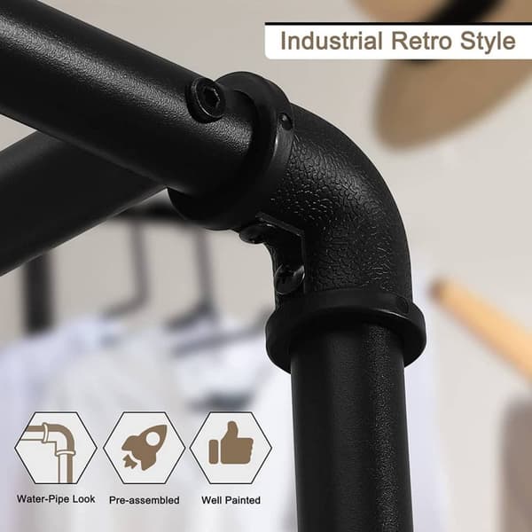 Rootz Industrial Vintage -vaateteline - Vaateteline - Vaatekaapin järjestäjä - Kestävä metallirakenne - Runsaasti säilytystilaa - Helppo asennus - 103