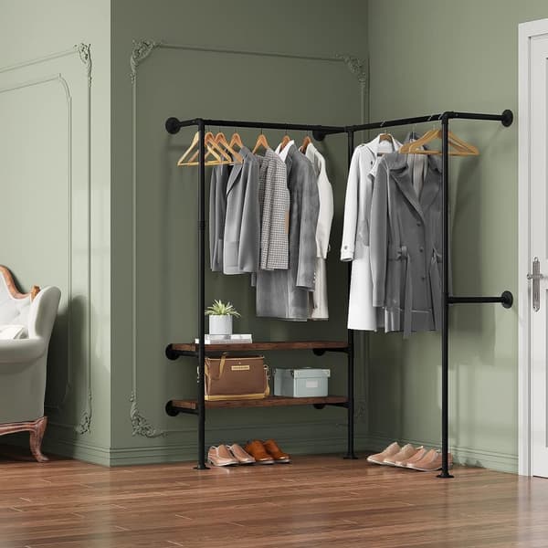 Rootz Vintage Industrial Corner Garderobe - Pladsbesparende skab - Stilfuld opbevaringsenhed - Holdbar, nem adgang, rigelig opbevaring - 35 cm x 187,5