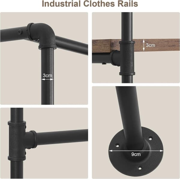 Rootz Vintage Industrial Corner Garderobe - Pladsbesparende skab - Stilfuld opbevaringsenhed - Holdbar, nem adgang, rigelig opbevaring - 35 cm x 187,5