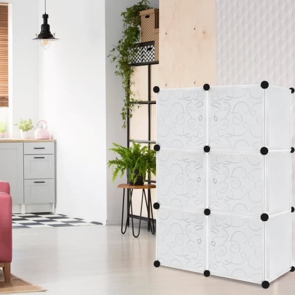 YUENFONG Sovrum Garderob Förvaring 6 kuber Garderob Organizer DIY Hyllsystem för kläder Skor Leksaker Vit