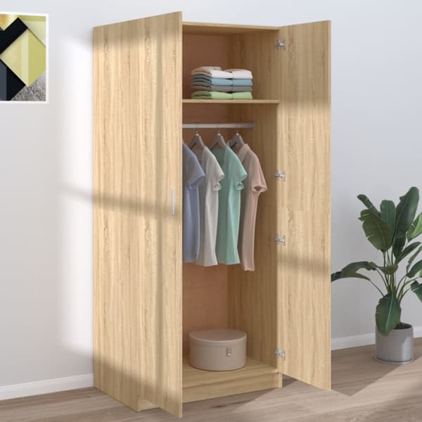 vidaXL Garderob sonoma-ek 80x52x180 cm spånskiva -  Skåp & garderober