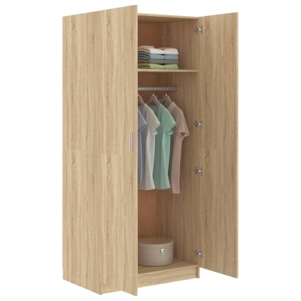 vidaXL Garderob sonoma-ek 80x52x180 cm spånskiva -  Skåp & garderober