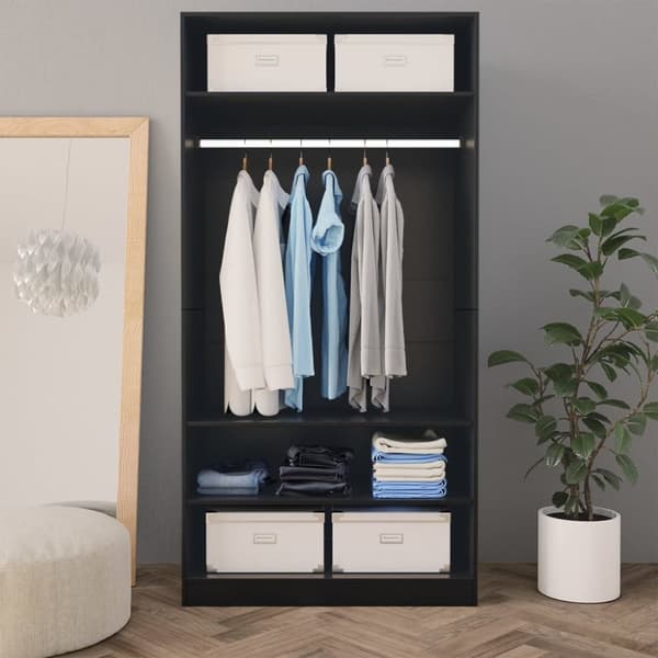 vidaXL klædeskab 100x50x200 cm konstrueret træ sort -  Klædeskabe & garderobeskabe