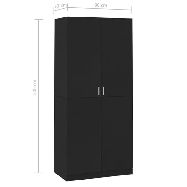 vidaXL Vaatekaappi musta 90x52x200 cm tekninen puu -  Kaapit & vaatekaapit