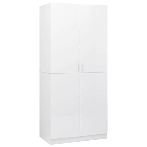 vidaXL klædeskab 80x52x180 cm konstrueret træ hvid højglans - Klædeskabe & garderobeskabe
