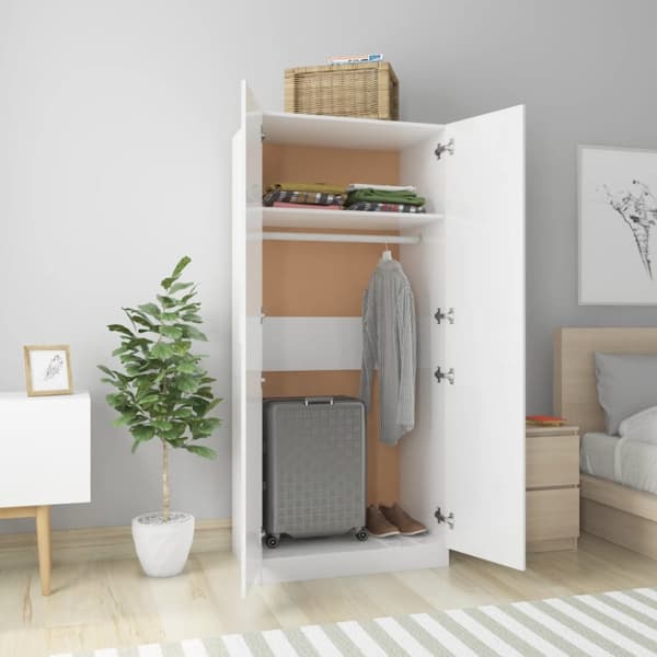 vidaXL Garderob vit högglans 80x52x180 cm konstruerat trä -  Skåp & garderober