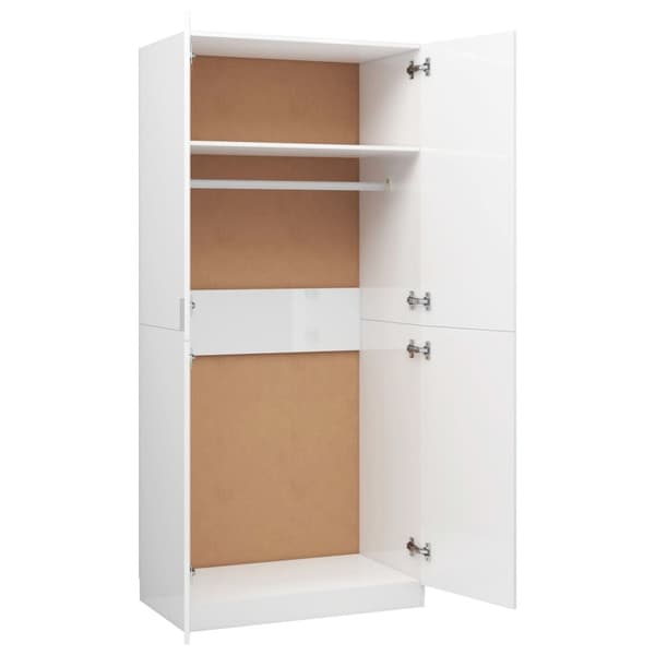vidaXL klædeskab 80x52x180 cm konstrueret træ hvid højglans - Klædeskabe & garderobeskabe