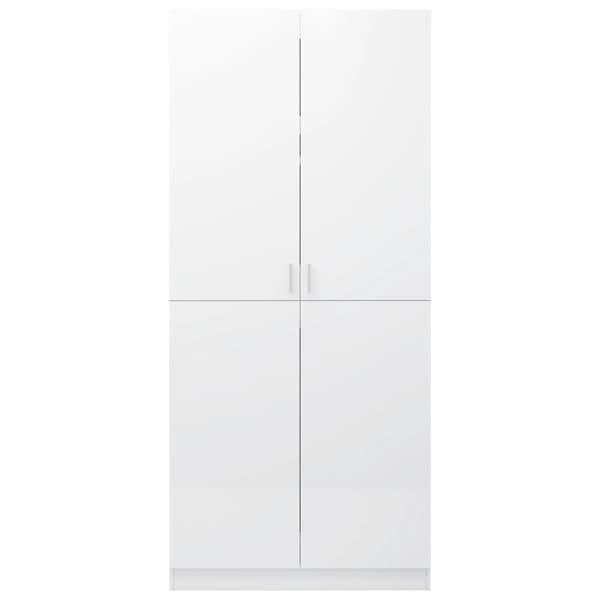 vidaXL klædeskab 80x52x180 cm konstrueret træ hvid højglans - Klædeskabe & garderobeskabe