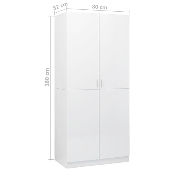 vidaXL klædeskab 80x52x180 cm konstrueret træ hvid højglans - Klædeskabe & garderobeskabe