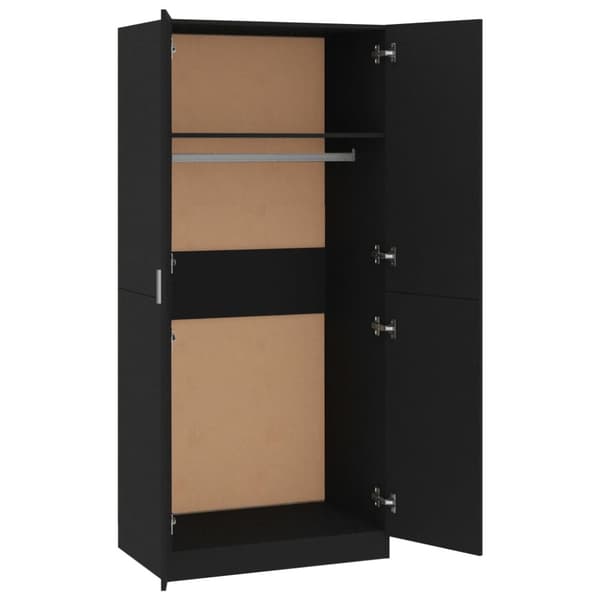 vidaXL klædeskab 80x52x180 cm konstrueret træ sort - Klædeskabe & garderobeskabe