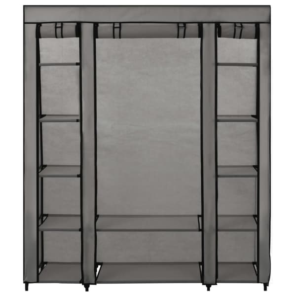vidaXL klædeskab med rum og stænger 150 x 45 x 176 cm stof grå - Klædeskabe & garderobeskabe