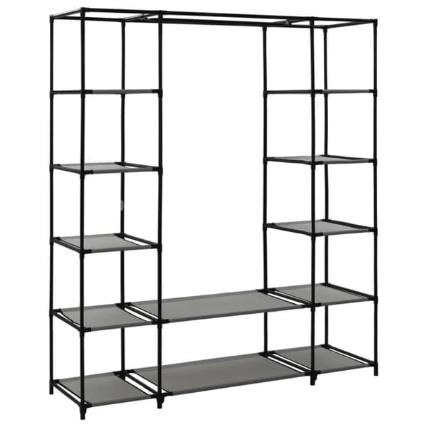 vidaXL klædeskab med rum og stænger 150 x 45 x 176 cm stof grå - Klædeskabe & garderobeskabe