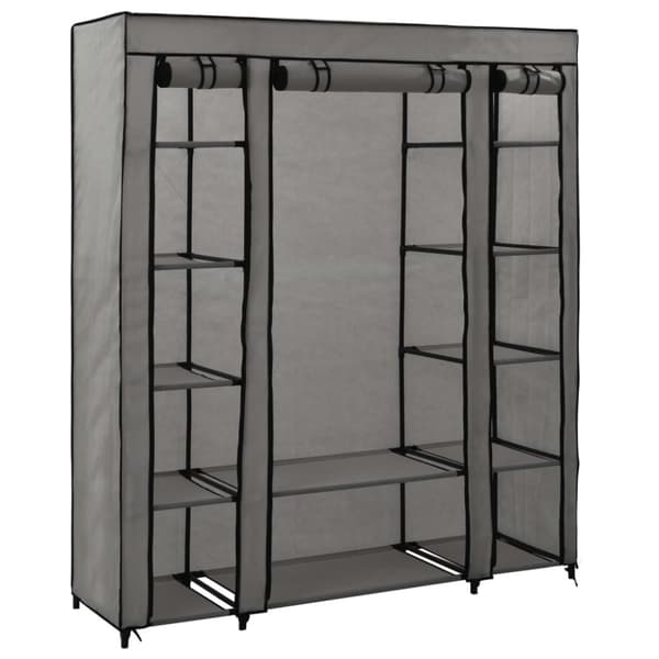 vidaXL klædeskab med rum og stænger 150 x 45 x 176 cm stof grå - Klædeskabe & garderobeskabe