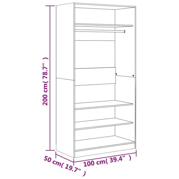 vidaXL Vaatekaappi ruskea tammi 100x50x200 cm tekninen puu - Kaapit & vaatekaapit