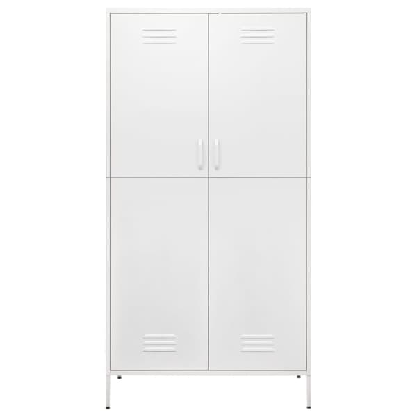 vidaXL klædeskab 90x50x180 cm stål hvid - Klædeskabe & garderobeskabe