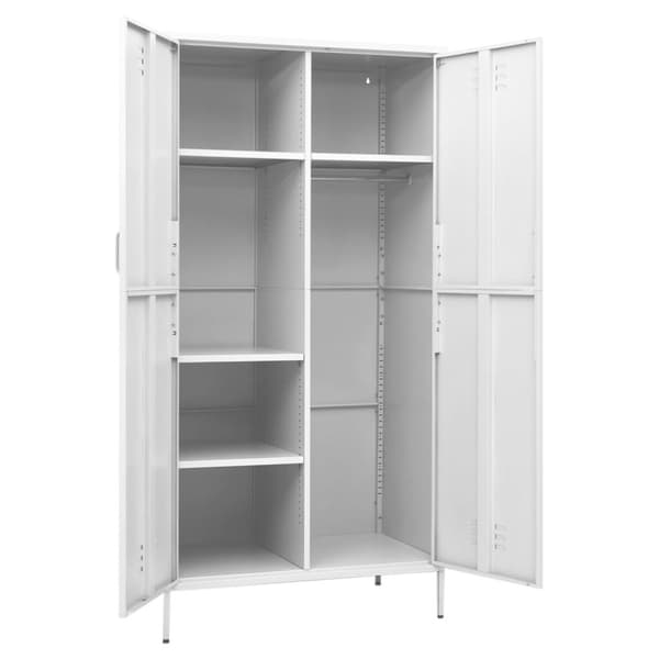 vidaXL klædeskab 90x50x180 cm stål hvid - Klædeskabe & garderobeskabe