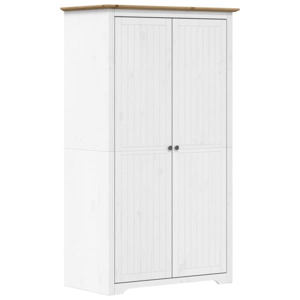 vidaXL klædeskab BODO 101x52x176,5 cm massivt fyrretræ hvid og brun - Klædeskabe & garderobeskabe