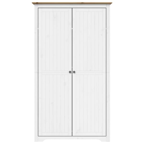 vidaXL klædeskab BODO 101x52x176,5 cm massivt fyrretræ hvid og brun - Klædeskabe & garderobeskabe