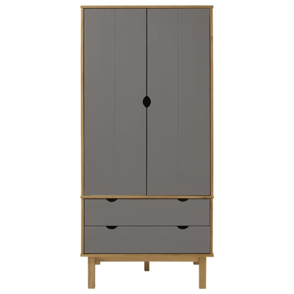vidaXL Garderob OTTA brun&grå 76,5x53x172 cm massiv furu - Skåp & garderober