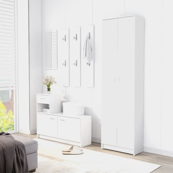 vidaXL entrémøbel 55x25x189 cm konstrueret træ hvid - Klædeskabe & garderobeskabe