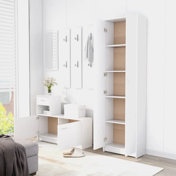 vidaXL entrémøbel 55x25x189 cm konstrueret træ hvid - Klædeskabe & garderobeskabe
