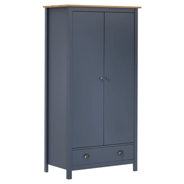 vidaXL klædeskab med 2 låger Hill 89x50x170 cm massivt fyrretræ grå -  Klædeskabe & garderobeskabe