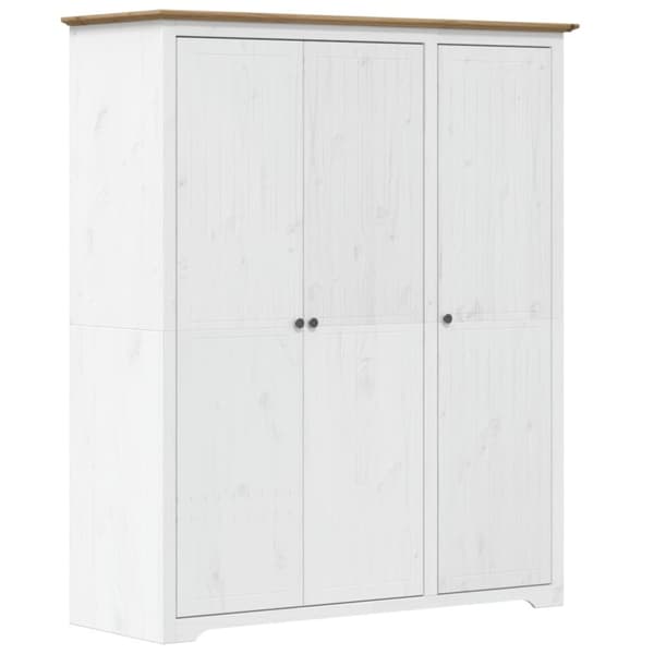 vidaXL klædeskab BODO 151,5x52x176,5 cm massivt fyrretræ hvid og brun - Klædeskabe & garderobeskabe