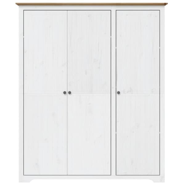 vidaXL klædeskab BODO 151,5x52x176,5 cm massivt fyrretræ hvid og brun - Klædeskabe & garderobeskabe