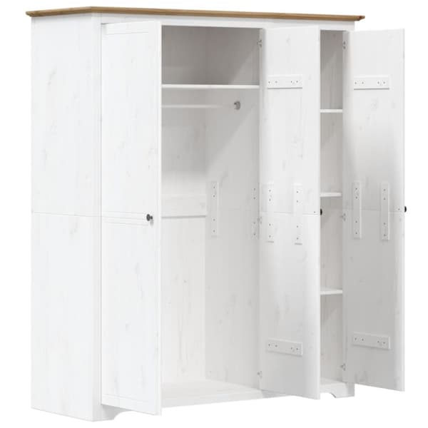 vidaXL klædeskab BODO 151,5x52x176,5 cm massivt fyrretræ hvid og brun - Klædeskabe & garderobeskabe