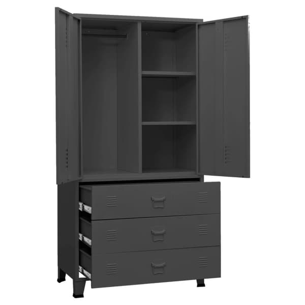 vidaXL klædeskab 90x50x180 cm metal antracitgrå - Klædeskabe & garderobeskabe
