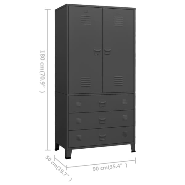 vidaXL klædeskab 90x50x180 cm metal antracitgrå - Klædeskabe & garderobeskabe