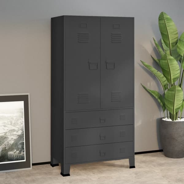 vidaXL klædeskab 90x50x180 cm metal antracitgrå - Klædeskabe & garderobeskabe