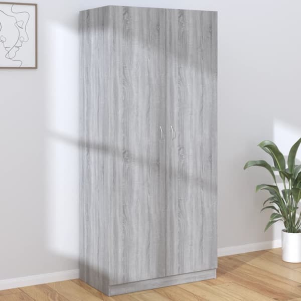vidaXL garderobeskab 90x52x200 cm konstrueret træ grå sonoma-eg - Klædeskabe & garderobeskabe
