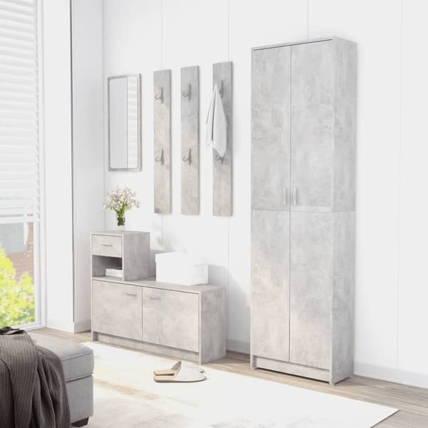 vidaXL garderobeskab 55x25x189 cm konstrueret træ betongrå - Klædeskabe & garderobeskabe