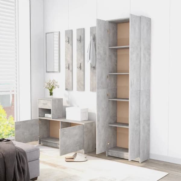 vidaXL garderobeskab 55x25x189 cm konstrueret træ betongrå - Klædeskabe & garderobeskabe