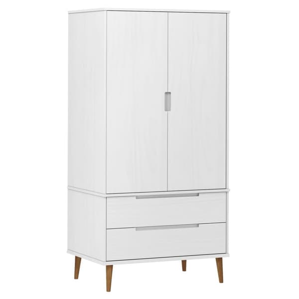 vidaXL klædeskab 90x55x175 cm massivt fyrretræ hvid -  Klædeskabe & garderobeskabe