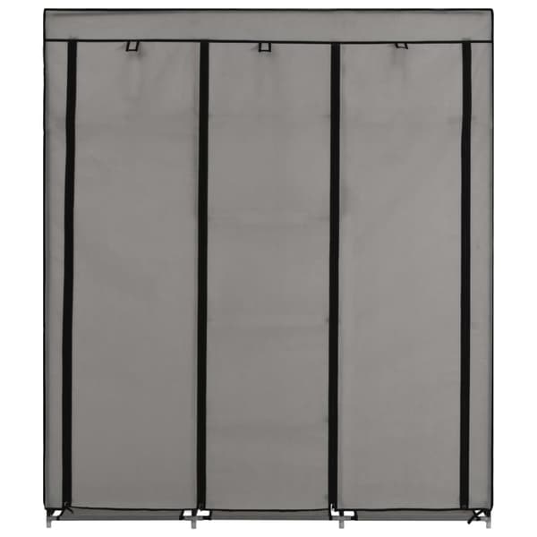 vidaXL klædeskab med rum og tøjstænger 150 x 45 x 175 cm stof grå - Klædeskabe & garderobeskabe