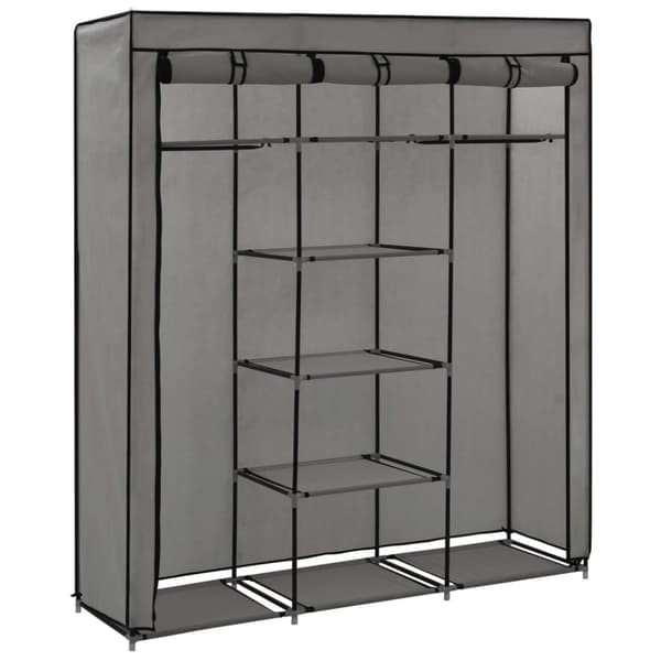 vidaXL klædeskab med rum og tøjstænger 150 x 45 x 175 cm stof grå - Klædeskabe & garderobeskabe
